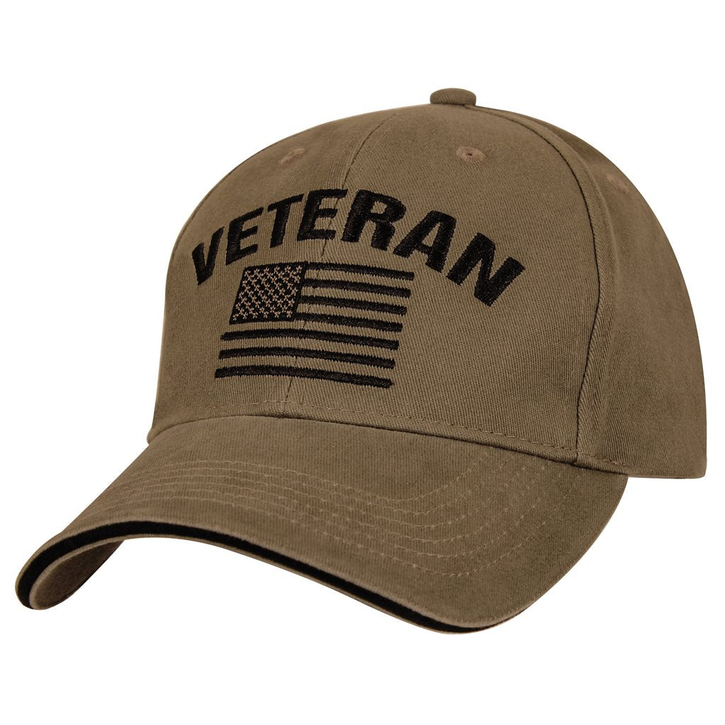 Gorra Vintage VETERAN verde con bandera de EE. UU. y bordado, corte de perfil bajo