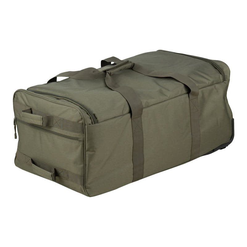 Bolsa de viaje COMMANDO negra 124 L con tres ruedas y bolsa desmontable