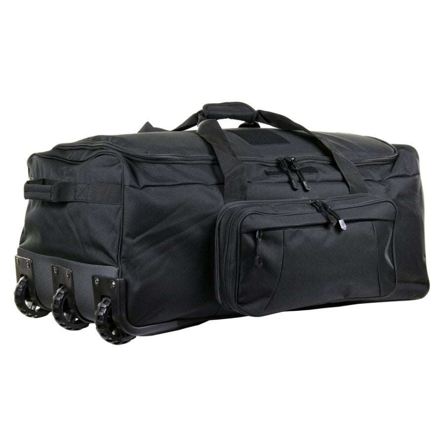 Bolsa de viaje COMMANDO negra 124 L con tres ruedas y bolsa desmontable