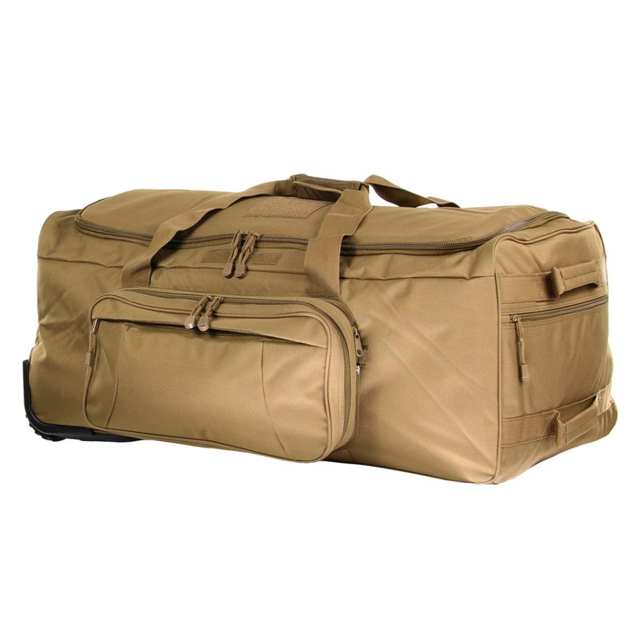 Bolsa de viaje COMMANDO negra 124 L con tres ruedas y bolsa desmontable