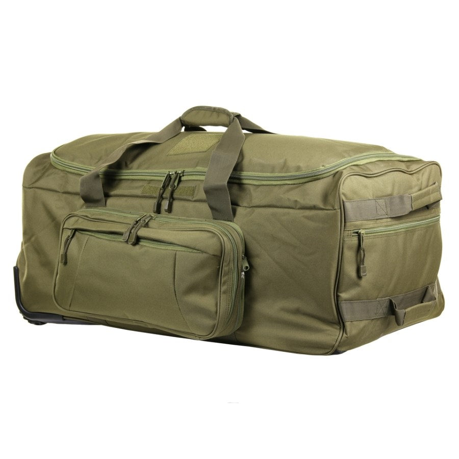 Bolsa de viaje COMMANDO negra 124 L con tres ruedas y bolsa desmontable