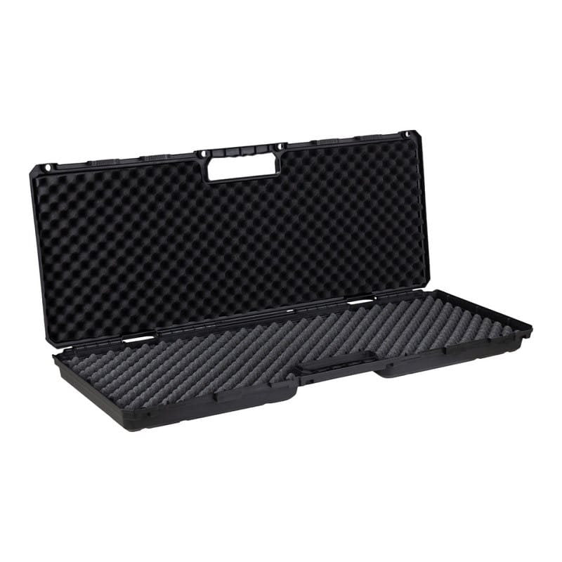 Maletín plástico negro 88 cm, robusto y fuertemente acolchado para transporte de armas de fuego