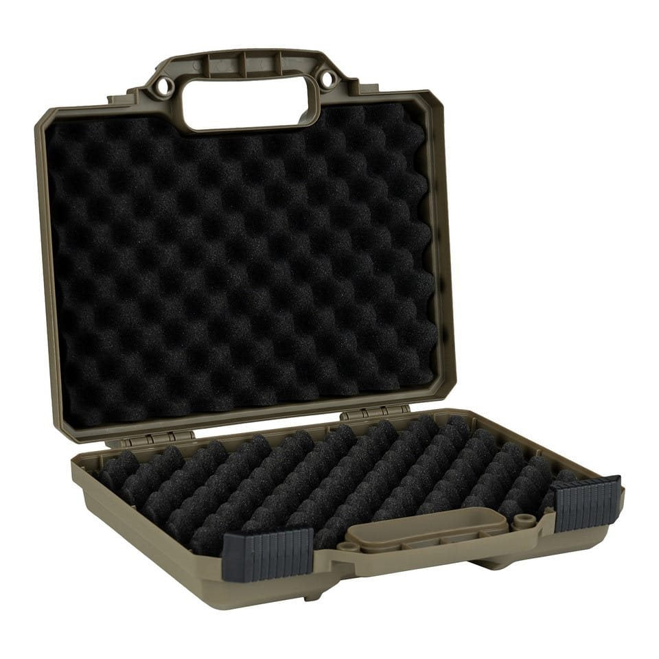 Maletín plástico verde para pistola, carcasa antigolpes e impermeable