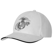 Gorra baseball USMC GLOBE & ANCHOR blanca, bordado frontal