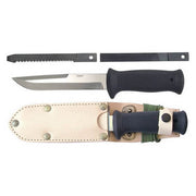 Cuchillo UTON 362-NG-4 ARMY con funda de cuero natural, hoja de acero 420, 140 mm