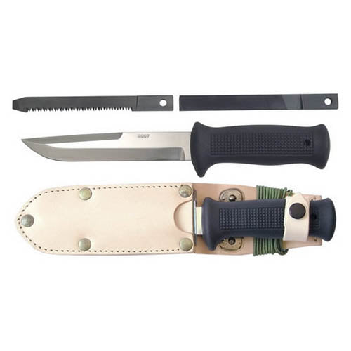 Cuchillo UTON 362-NG-4 ARMY con funda de cuero natural, hoja de acero 420, 140 mm