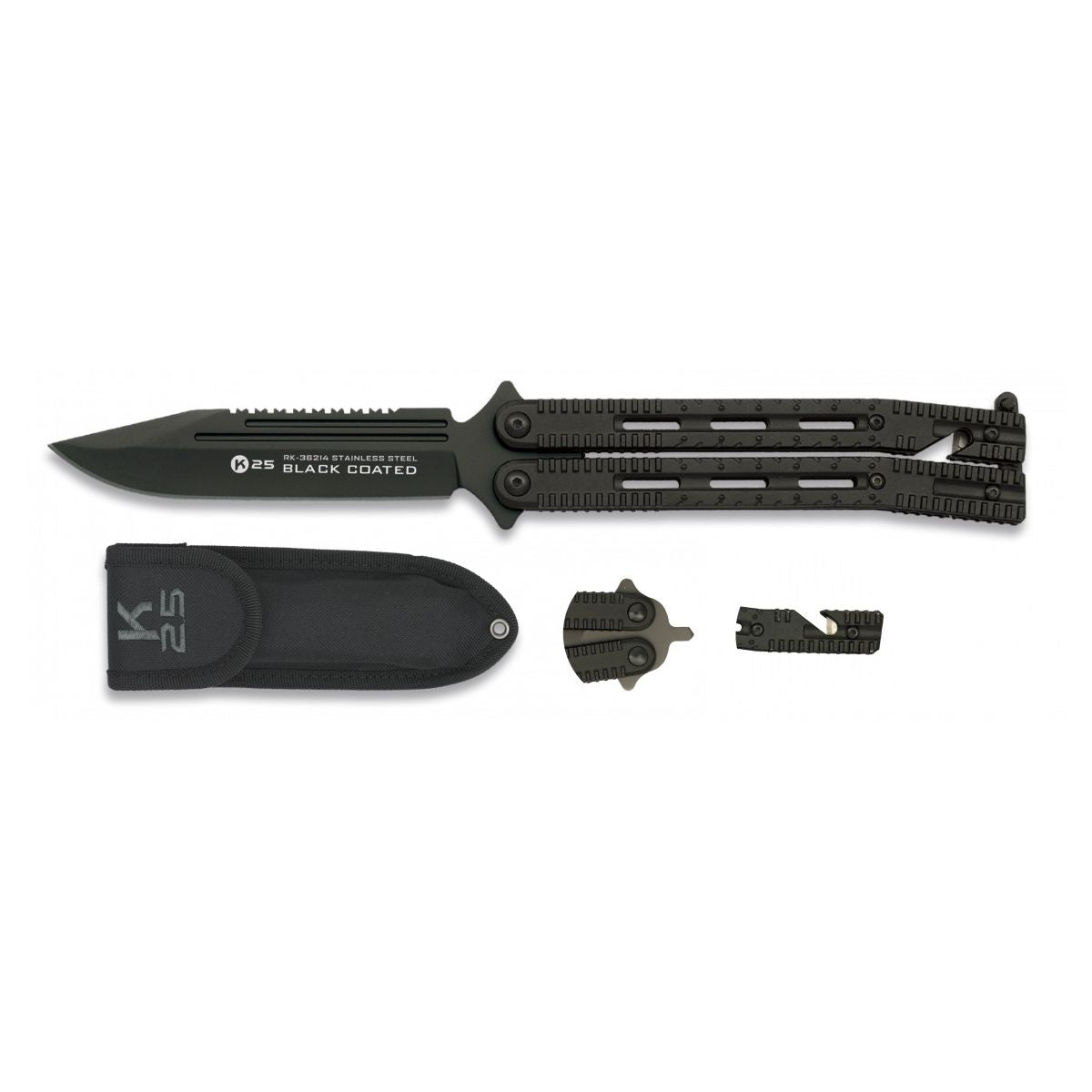 Navaja mariposa metálica K25 Tactical 36214, cierre plegable