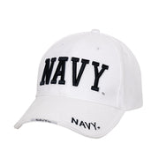 Gorra DELUXE NAVY blanca con bordado 3D NAVY y visera rígida tipo sándwich