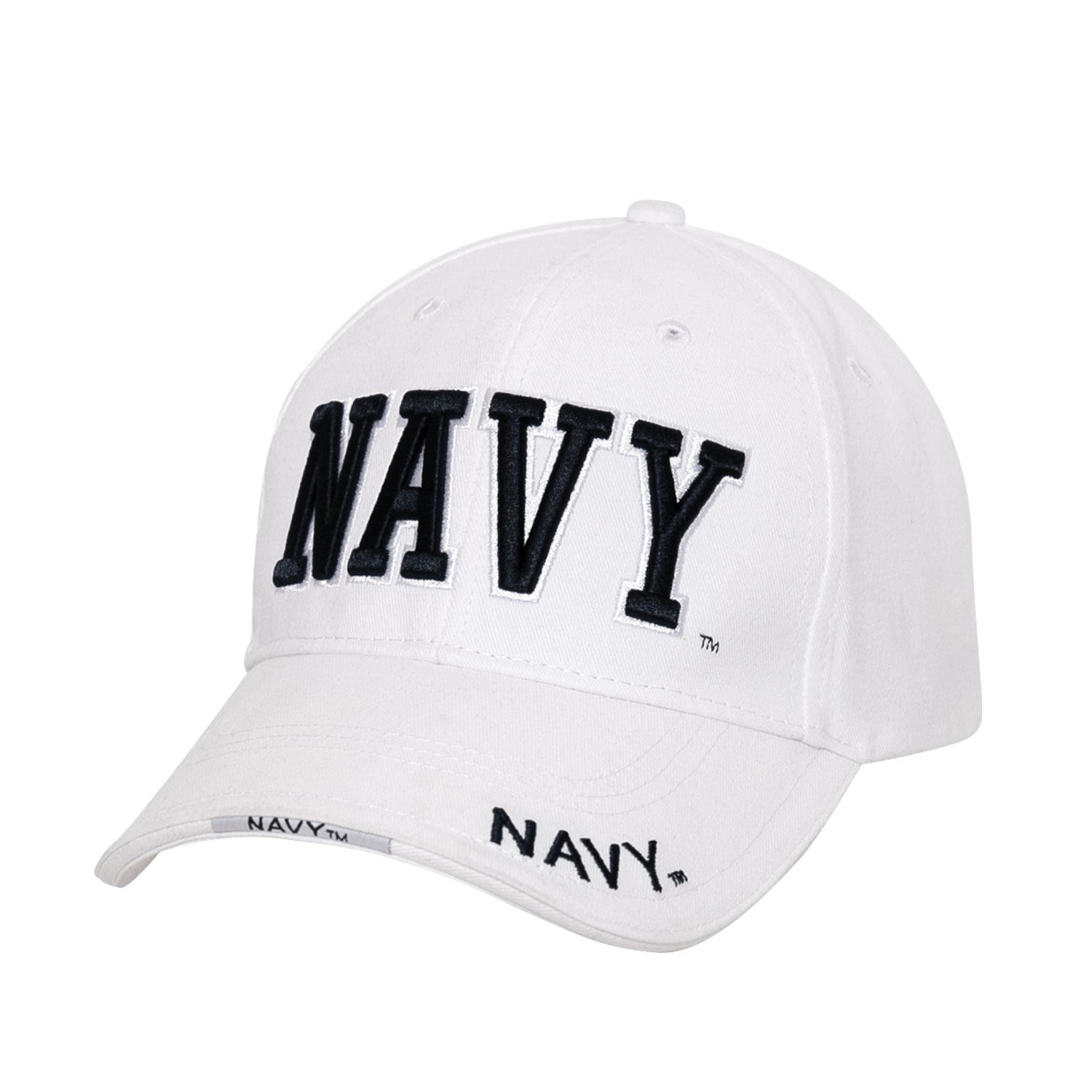 Gorra DELUXE NAVY blanca con bordado 3D NAVY y visera rígida tipo sándwich