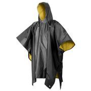Poncho impermeable reversible de PVC negro y amarillo con capucha y cierre de presión, 130 x 200 cm