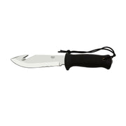 Cuchillo de buceo inoxidable Mikov con mango de goma negra