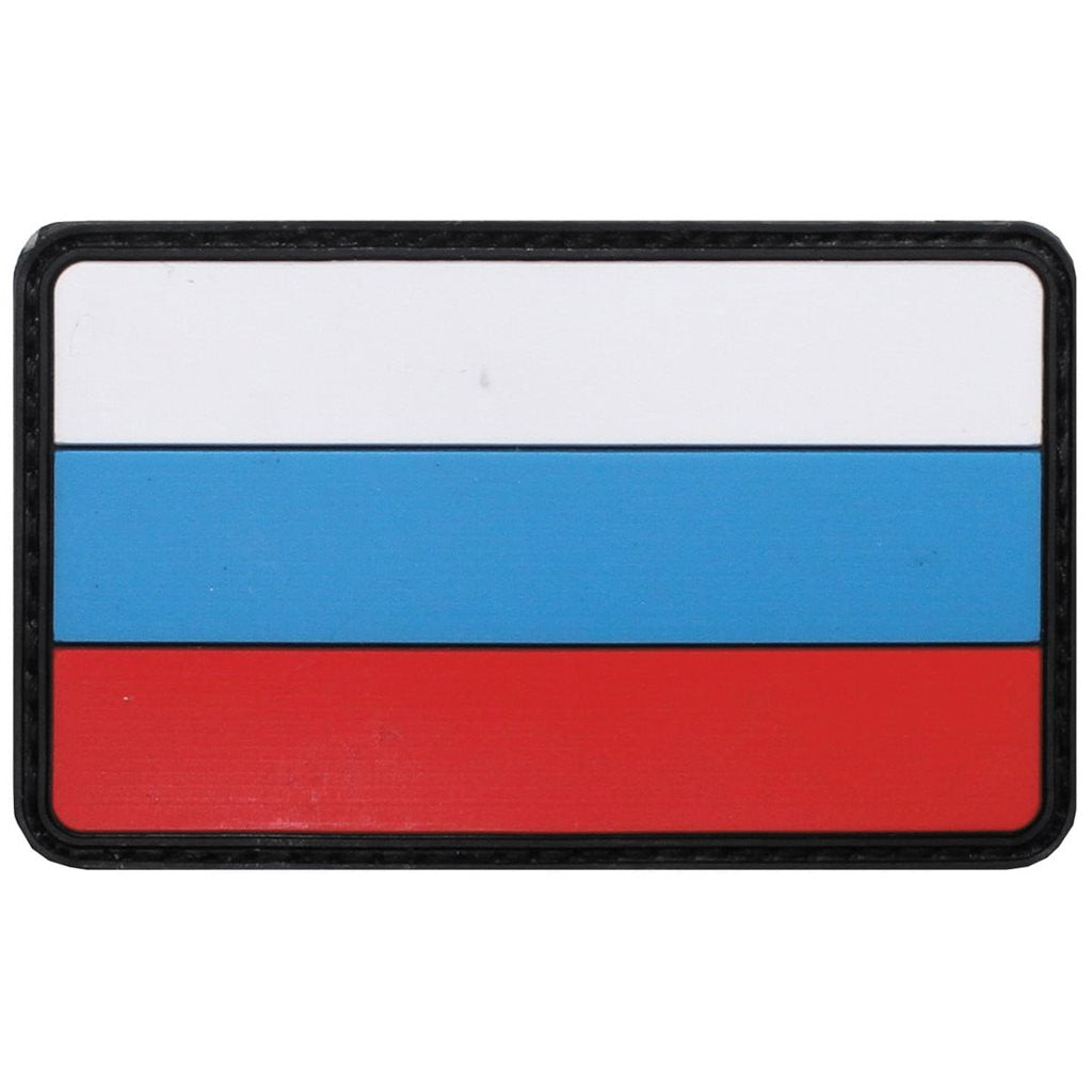Parche bandera Rusia 80x50 mm con velcro, goma resistente y esquinas redondeadas