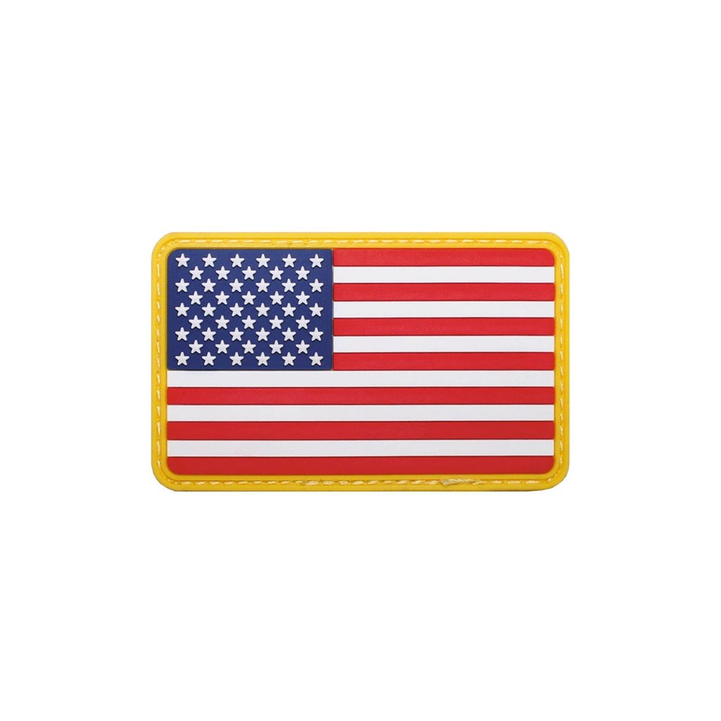 Parche USA 80 x 50 mm plástico con velcro, bandera a todo color, goma resistente
