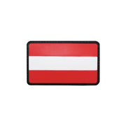 Parche plástico con bandera de Austria 80×50 mm, velcro y esquinas redondeadas