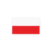 Parche plástico con bandera de Polonia 80x50 mm con velcro, goma resistente y esquinas redondeadas