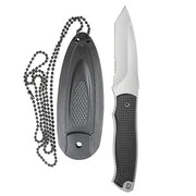 Cuchillo ROTHCO NECK, hoja fija de acero inoxidable, filo parcialmente dentado, funda plastica, 15,2 cm