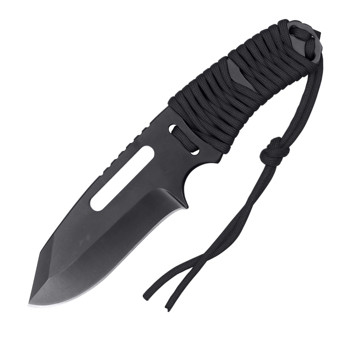 Cuchillo ROTHCO paracord con hoja fija, funda de poliester y pedernal