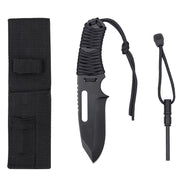 Cuchillo ROTHCO paracord con hoja fija, funda de poliester y pedernal