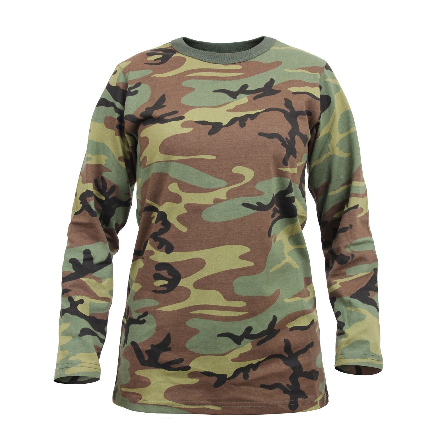 Camiseta mujer manga larga camuflaje WOODLAND, 60% algodón 40% poliéster