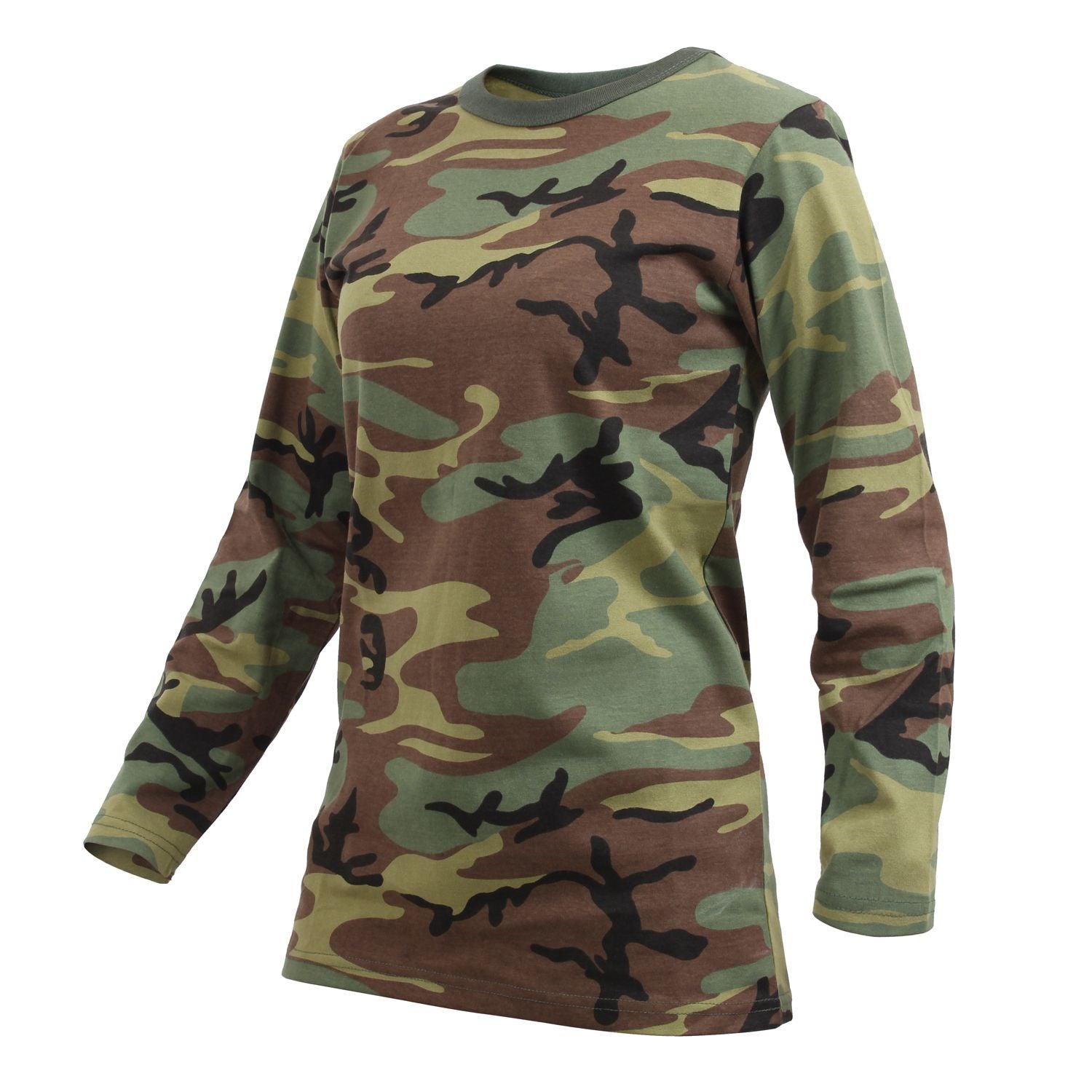 Camiseta mujer manga larga camuflaje WOODLAND, 60% algodón 40% poliéster