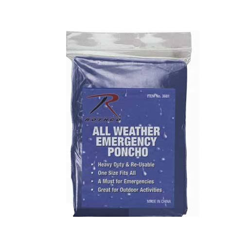 Poncho de emergencia fino azul con capucha, plegable, tamaño 127 x 200 cm