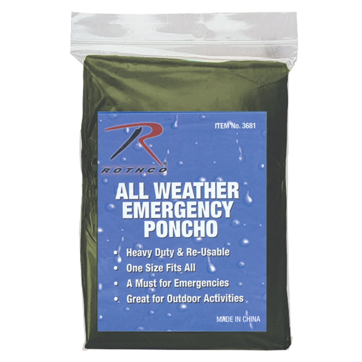Poncho de emergencia ligero azul con capucha, desechable, tamaño 127x200 cm, plegable