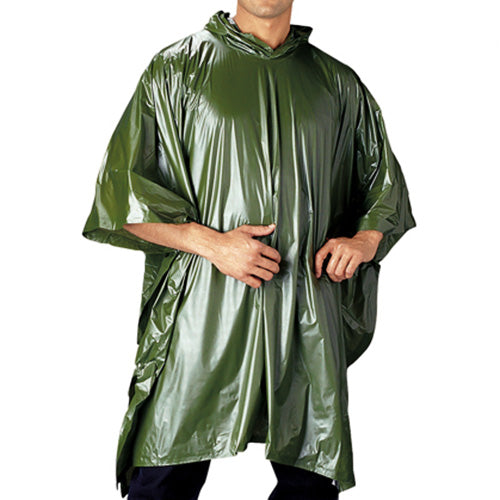 Poncho VINYL 125 x 200 cm color Oliv desplegado, vinilo impermeable