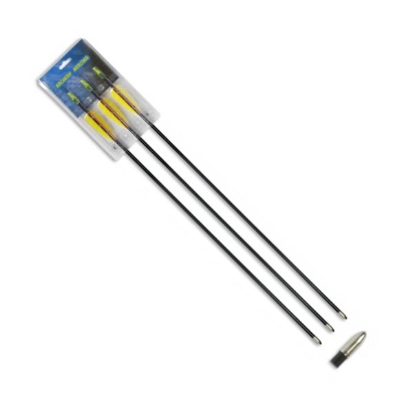 Pack de 3 flechas de fibra de vidrio con punta metálica, 30" (762 mm), diámetro 6,9 mm