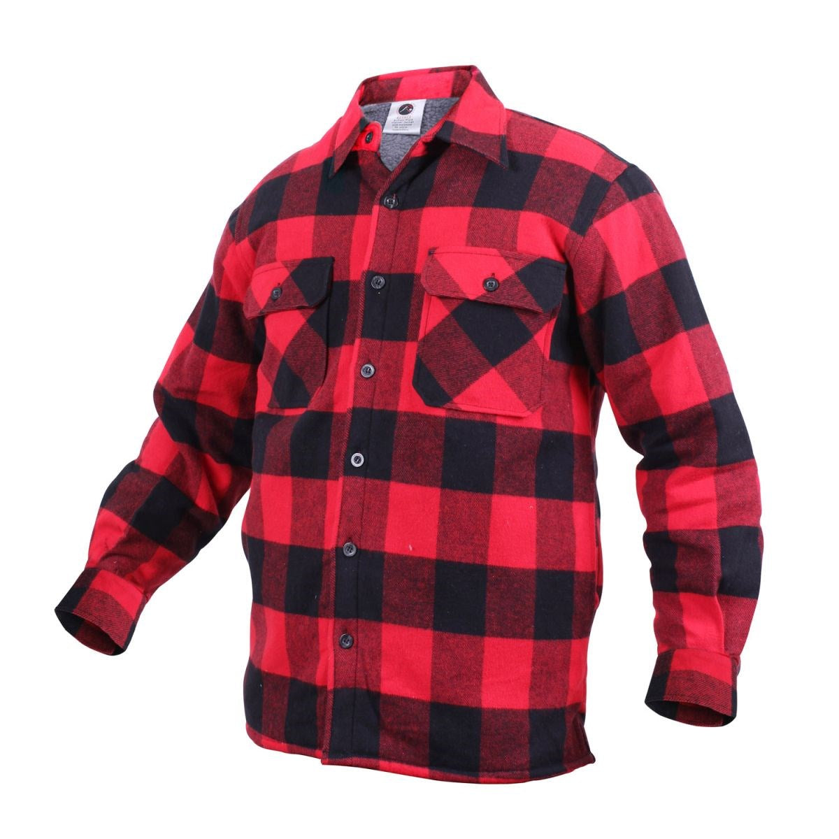 Camisa leñador acolchada a cuadros roja y negra, flannel resistente