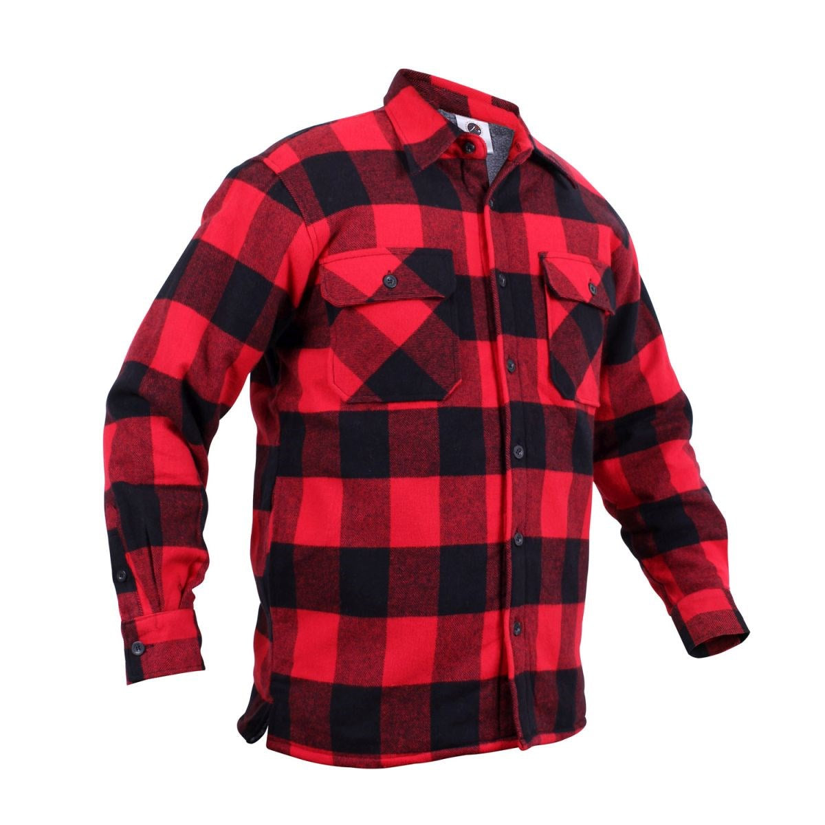 Camisa leñador acolchada a cuadros roja y negra, flannel resistente