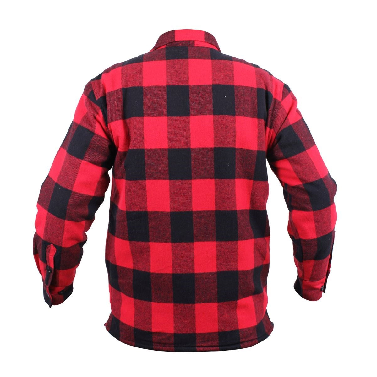 Camisa leñador acolchada a cuadros roja y negra, flannel resistente