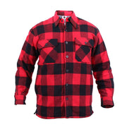 Camisa leñador acolchada a cuadros roja y negra, flannel resistente