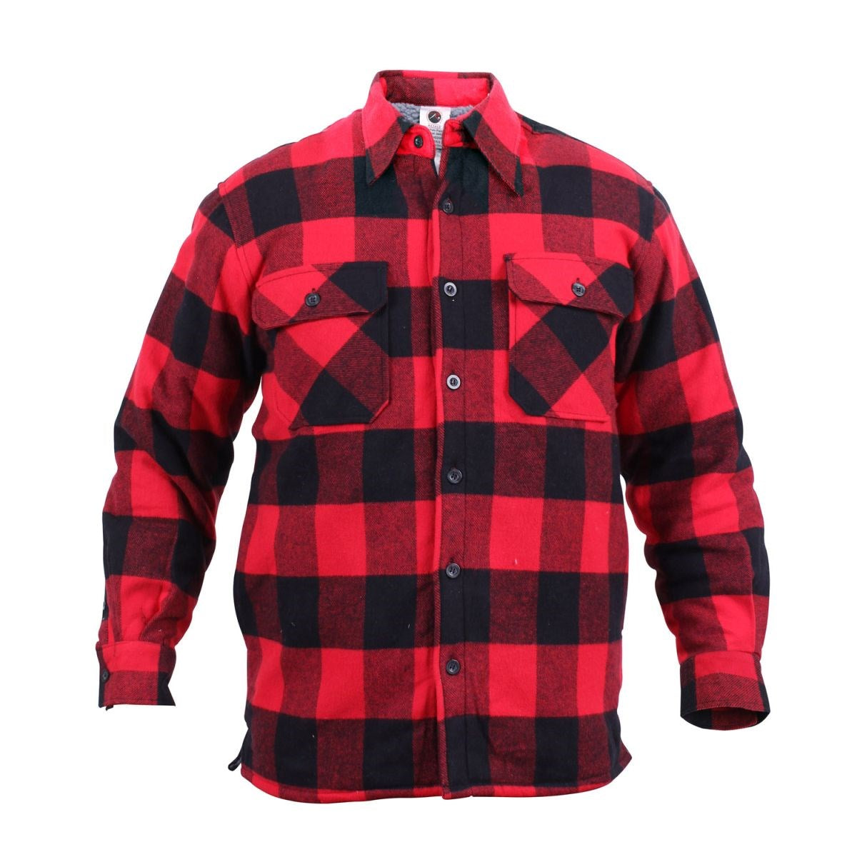 Camisa leñador acolchada a cuadros roja y negra, flannel resistente