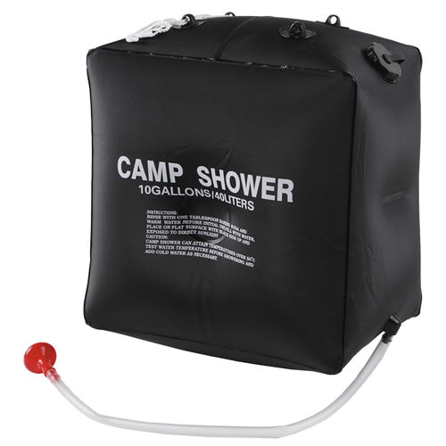 Ducha solar 40 L portátil con depósito negro para calentar agua al sol