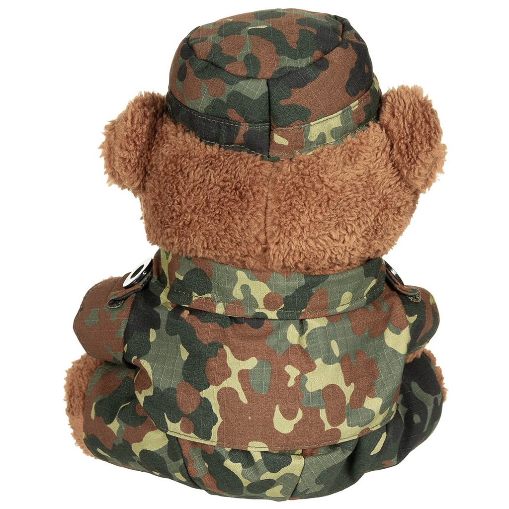 Peluche oso 28 cm con ropa en patrón Flecktarn