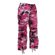 Pantalones paratrooper Pink Camo para mujer con bolsillos laterales y traseros