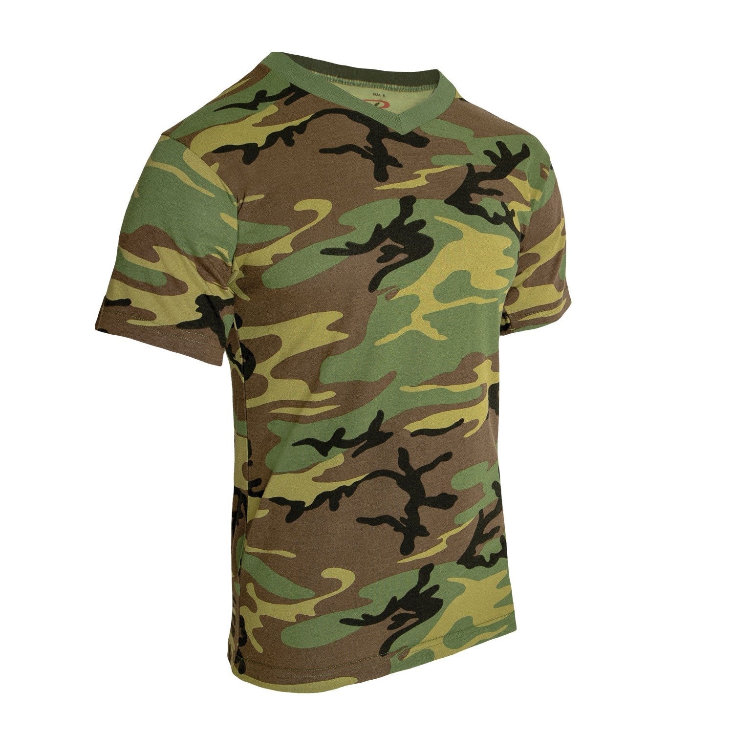 Camiseta Woodland manga corta con cuello en V, 60% algodón, 40% poliéster