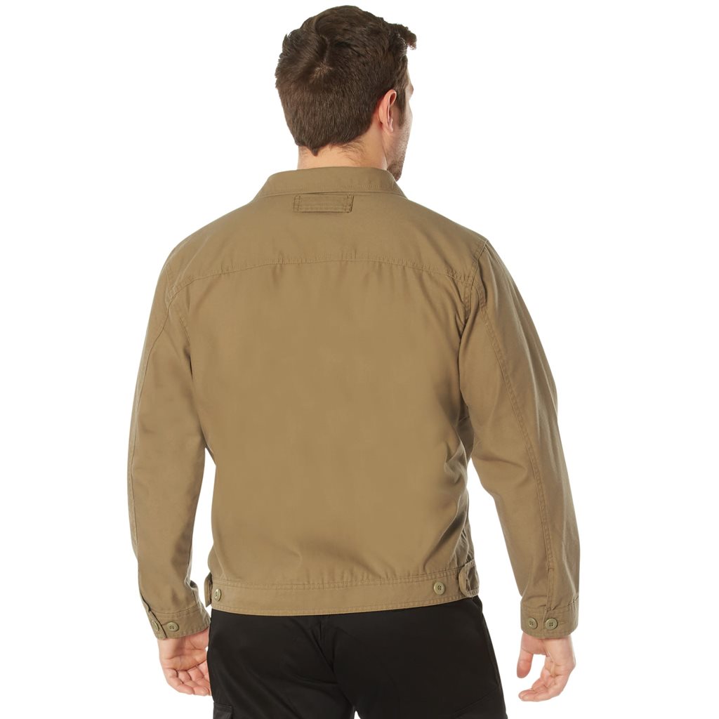 Chaqueta Concealed Carry ligera color coyote con bolsillos internos para portación oculta