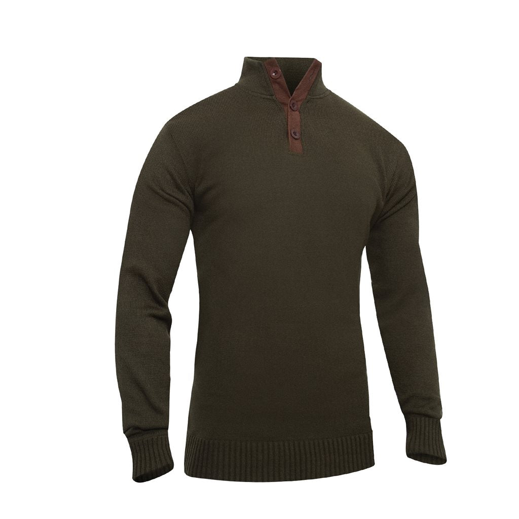 Jersey verde ROTHCO de 3 botones con coderas y puños elásticos