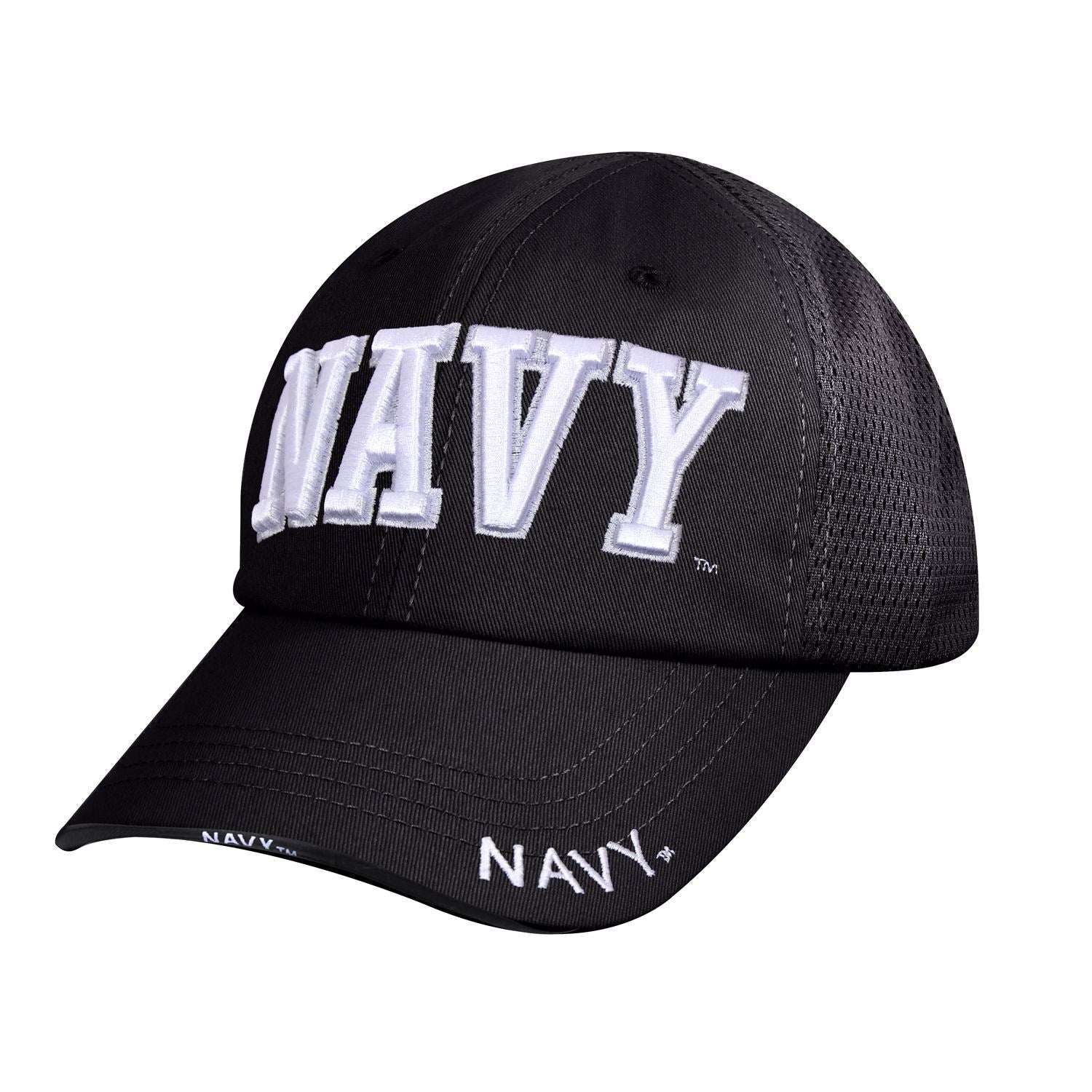 Gorra NAVY negra de rejilla con bordado 3D y visera rígida