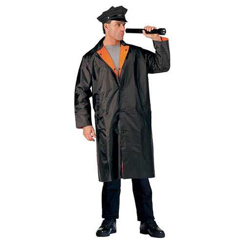 Poncho impermeable reflectante DELUXE reversible negro y naranja con bandas reflectantes en pecho y hombros