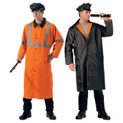 Poncho impermeable reflectante DELUXE reversible negro y naranja con bandas reflectantes en pecho y hombros