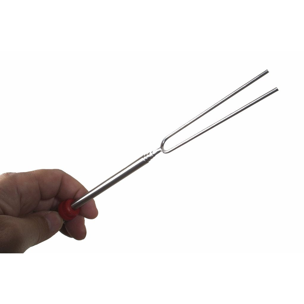 Tenedor telescópico para asar con mango de madera, extensible hasta 86 cm