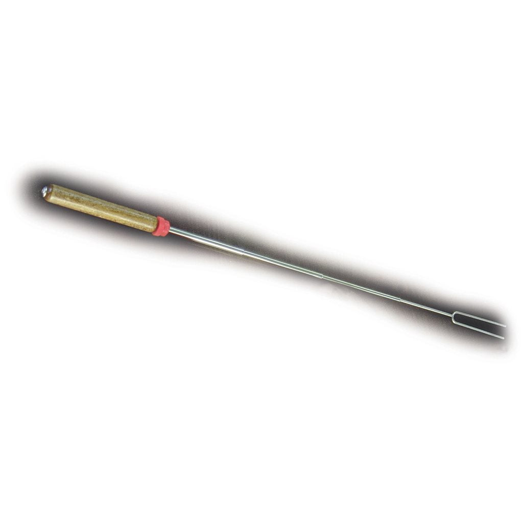 Tenedor telescópico para asar con mango de madera, extensible hasta 86 cm