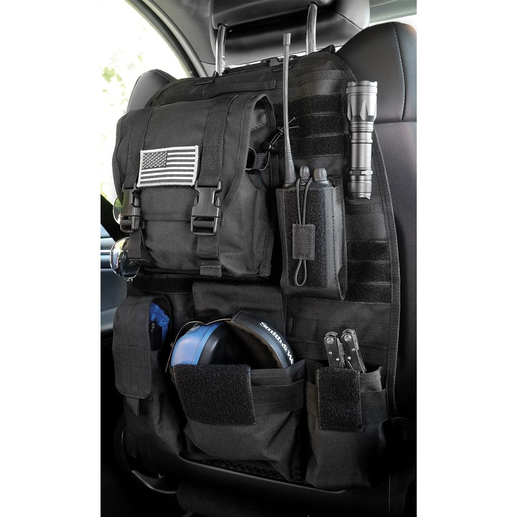 Panel táctico colgante para asiento de coche en negro, hecho de poliéster 600D