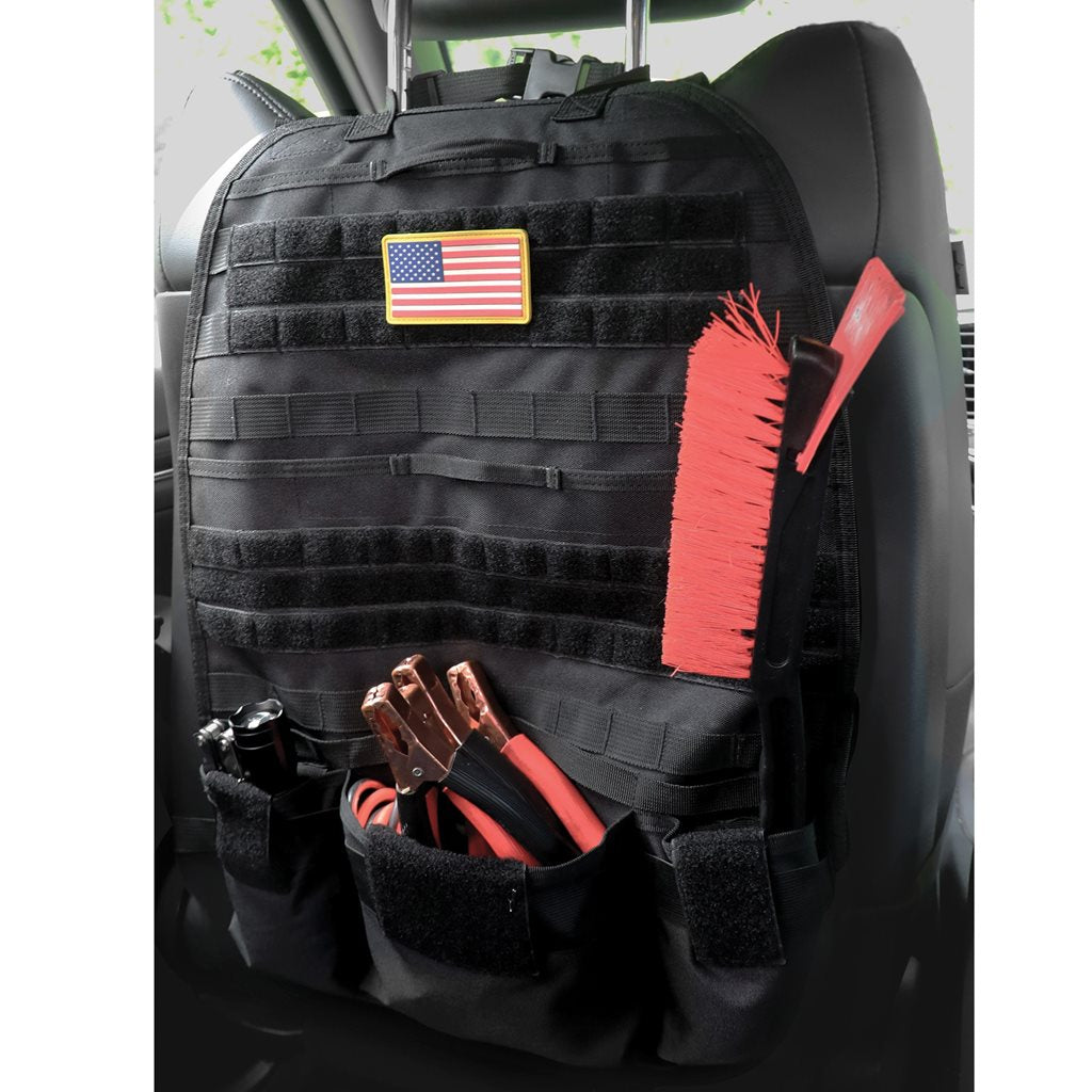 Panel táctico colgante para asiento de coche en negro, hecho de poliéster 600D