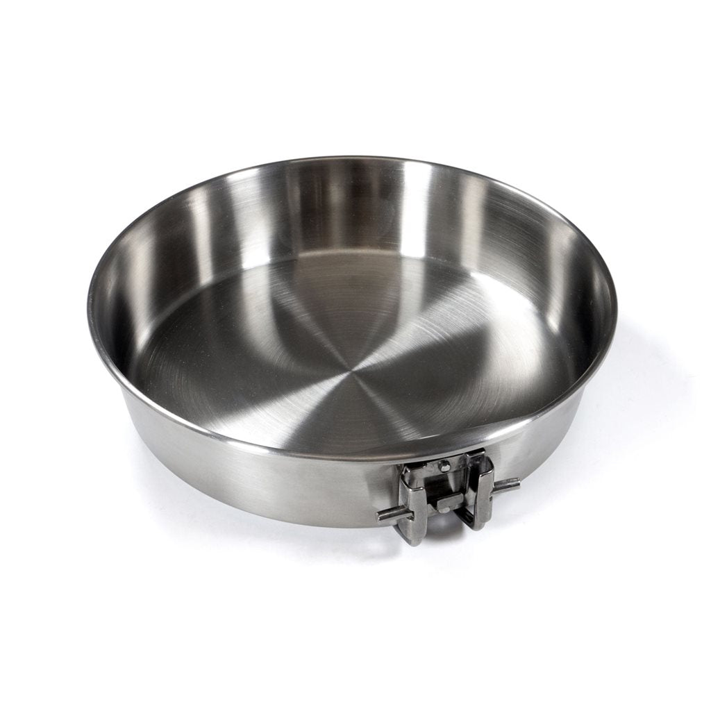 Sartén profunda de acero inoxidable con mango abatible
