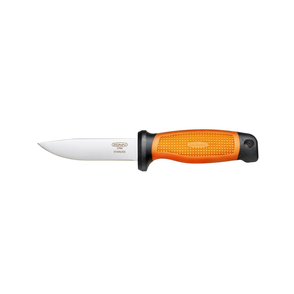 Cuchillo BRIGAND hoja fija acero 440, mango plastico naranja, hoja 100 mm