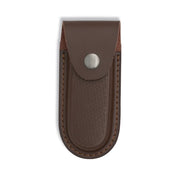 Funda de cuero BARBARIC para navaja plegable con cierre de presión, 15 x 6 cm