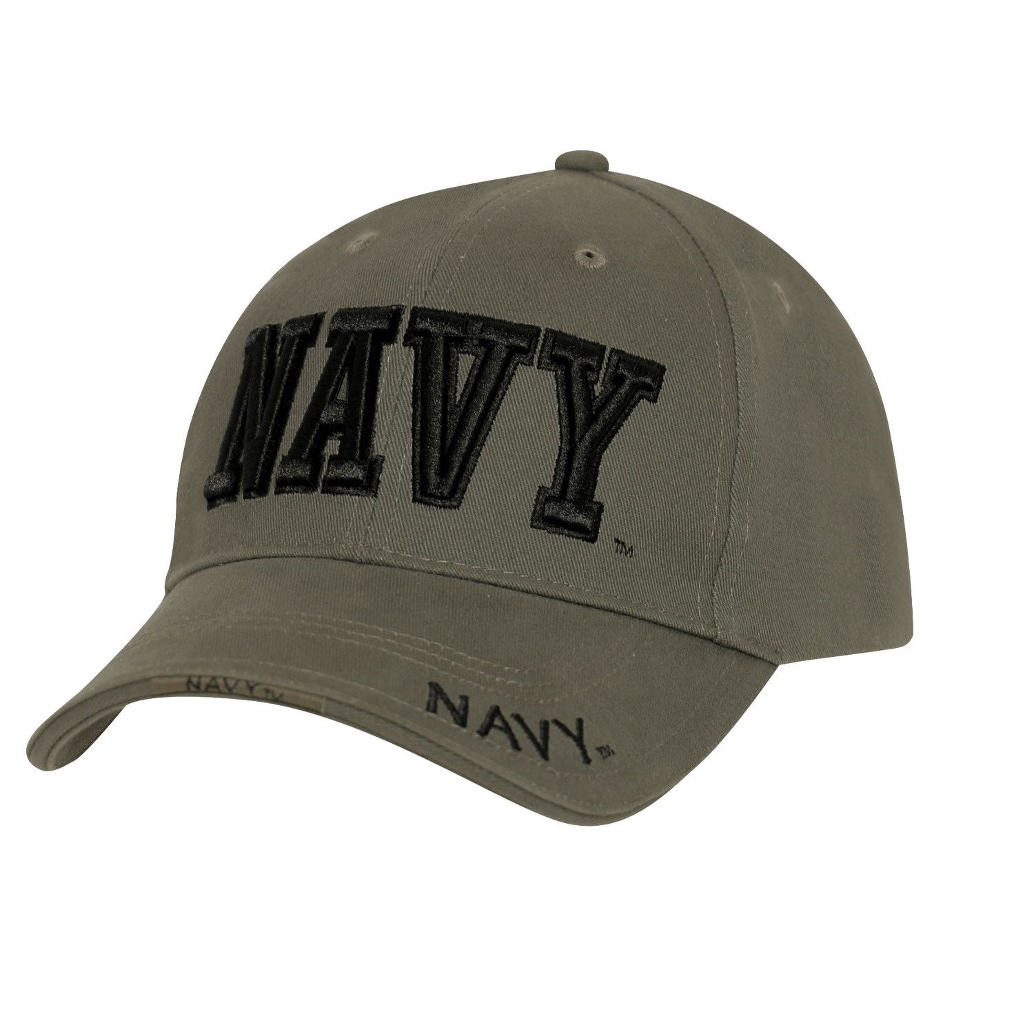Gorra DELUXE NAVY verde con bordado 3D NAVY y visera rígida tipo sándwich